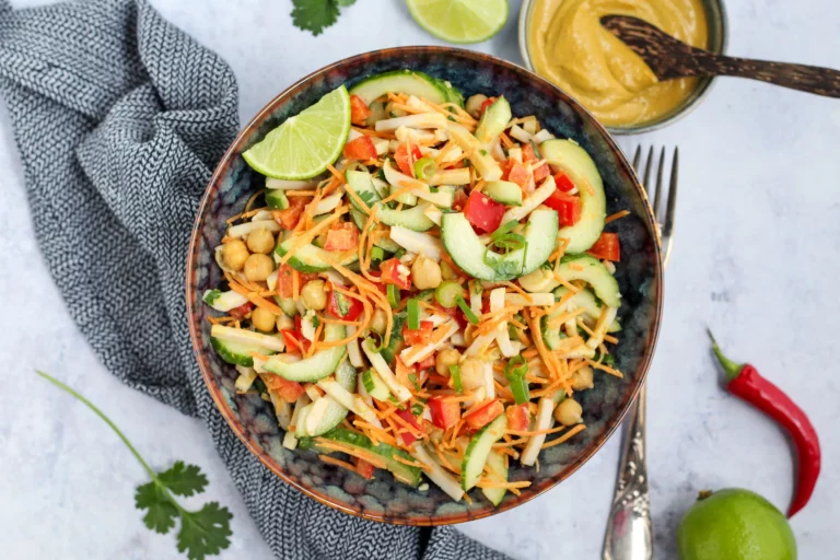 Thai-style turkey salad with peanut butter dressing and chickpeas