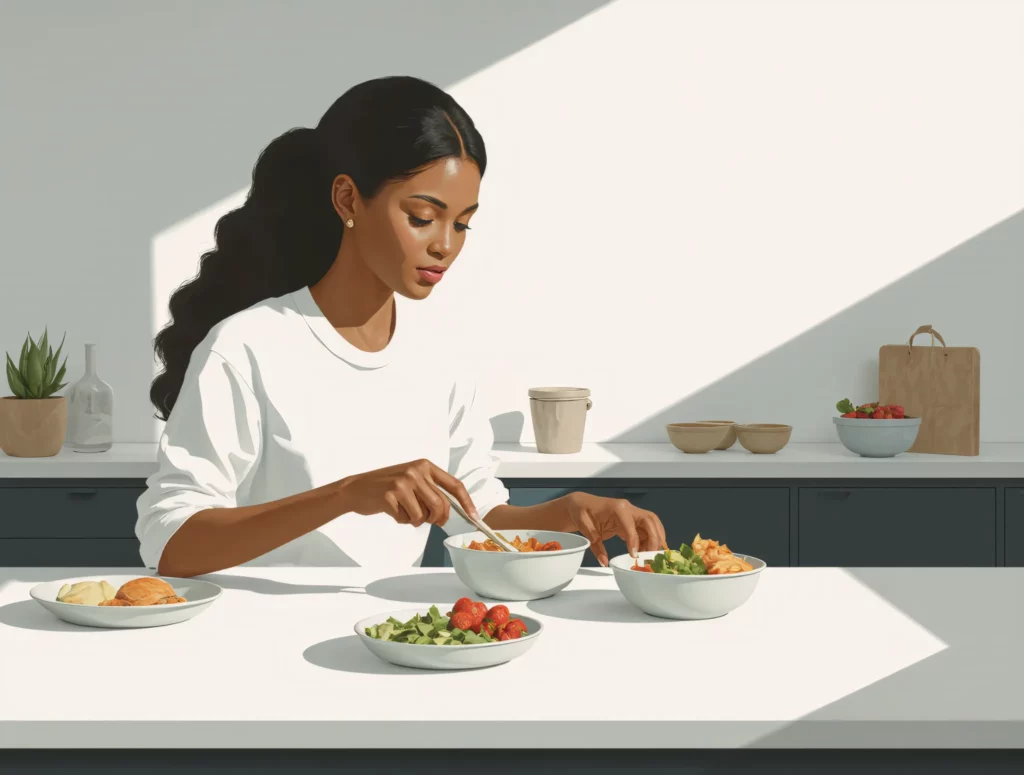 woman preparing healthy meals for batch cooking and weekly meal prep