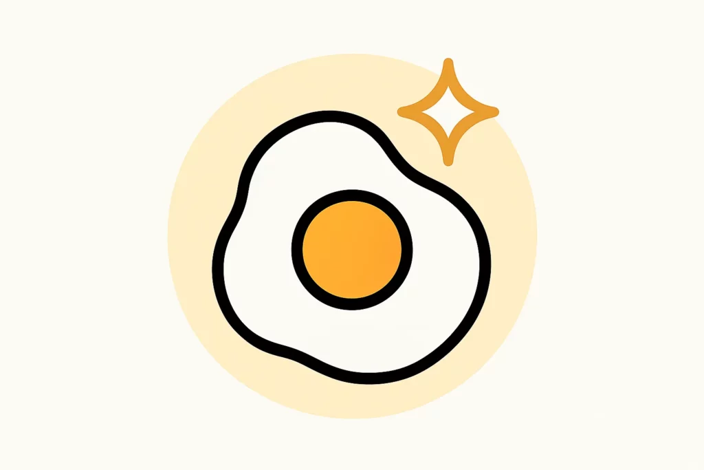 Minimalist egg illustration symbolizing high-protein foods for energy and strength.