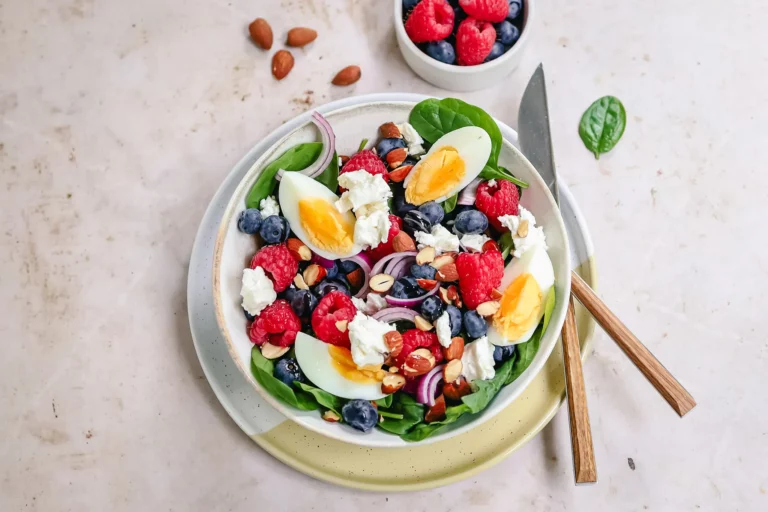 Breakfast Salad with Egg, Berries & Feta