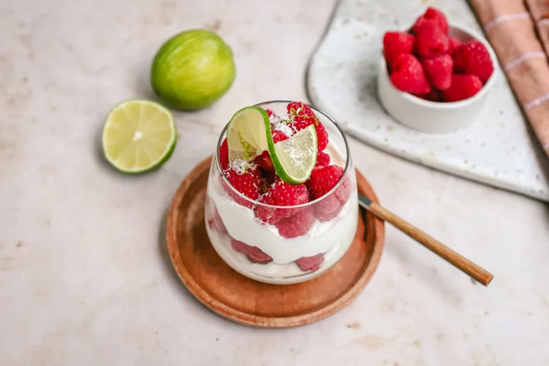 Creamy Lime Raspberry Yogurt Bowl