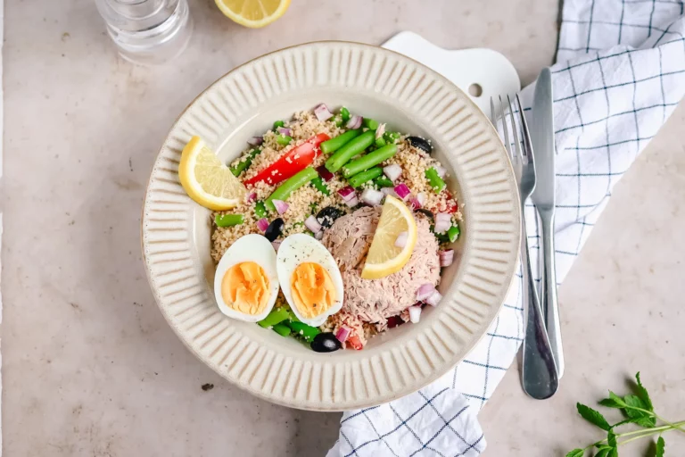 Fresh Lemon Couscous Salad with Tuna & Egg