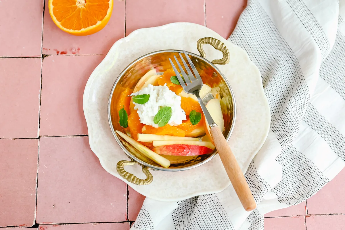 Fruit Salad with Cottage Cheese Dressing