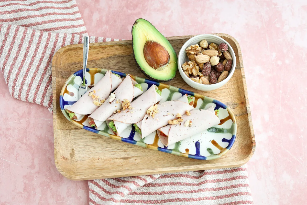 Turkey Breast Roll-Ups with Avocado, Tomato & Nuts