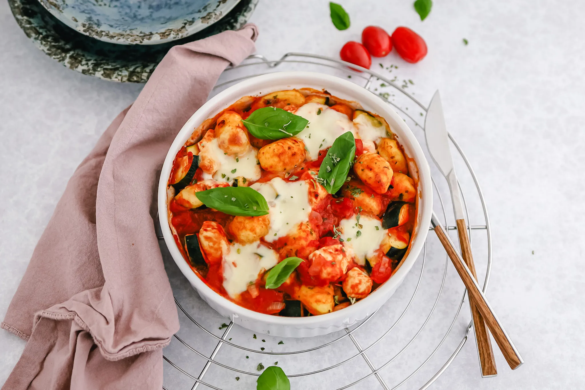 Baked Gnocchi with Chicken, Zucchini & Mozzarella