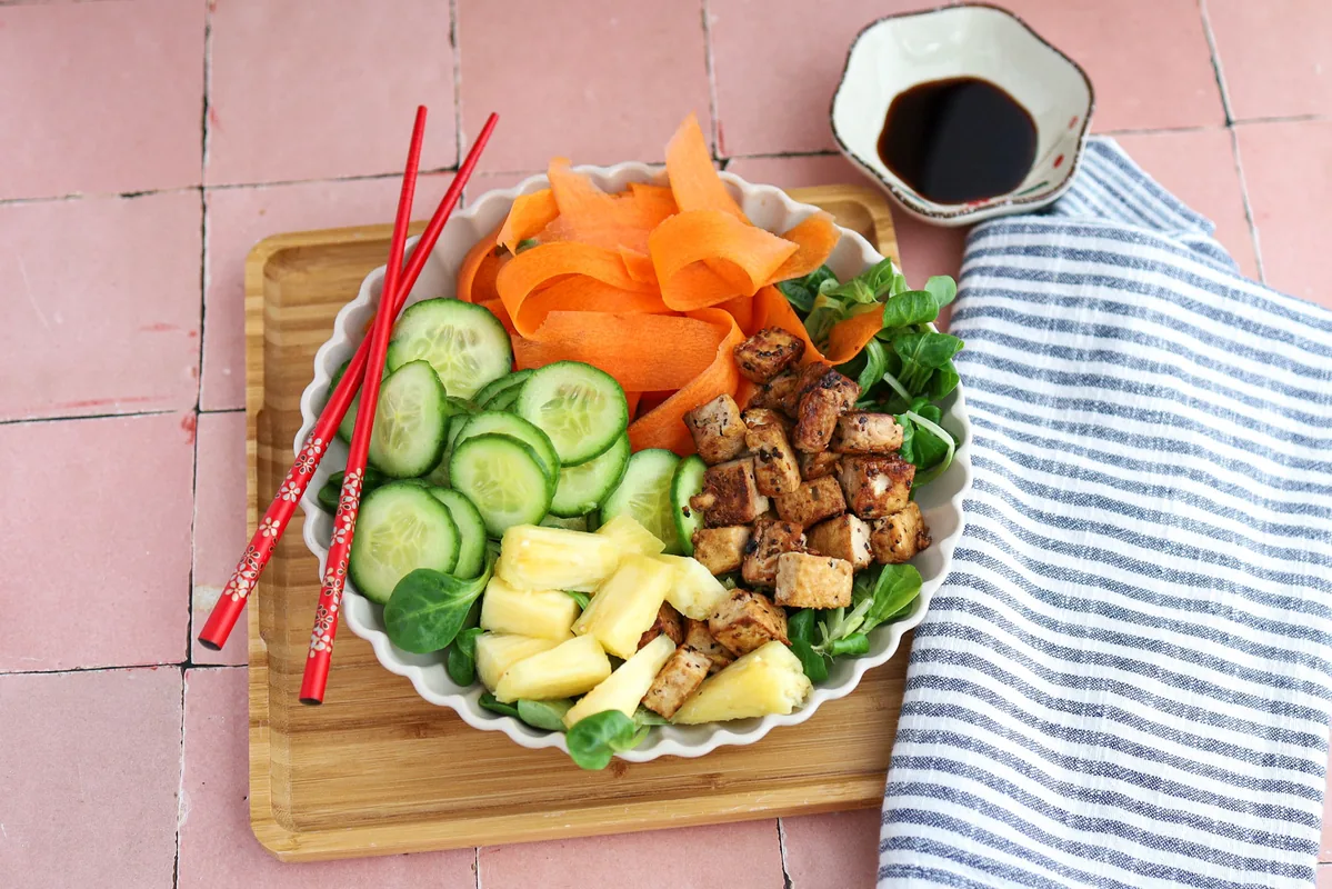 Bowl with Marinated Tofu & Pineapple