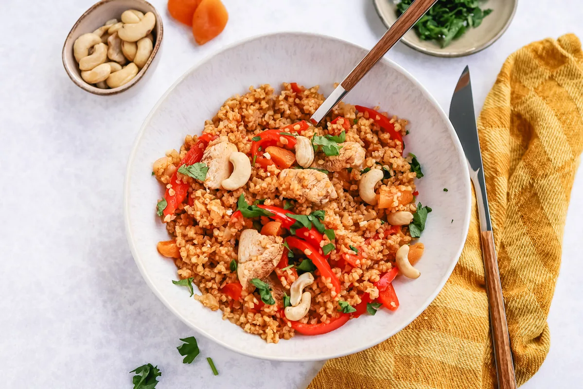 Bulgur Pilaf with Chicken & Apricots