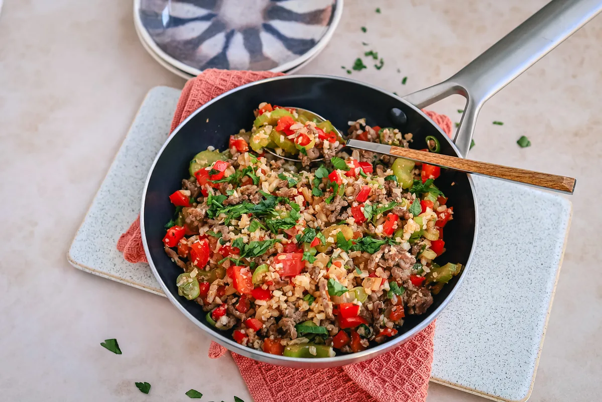 Cauliflower Rice Stir-Fry with Ground Beef