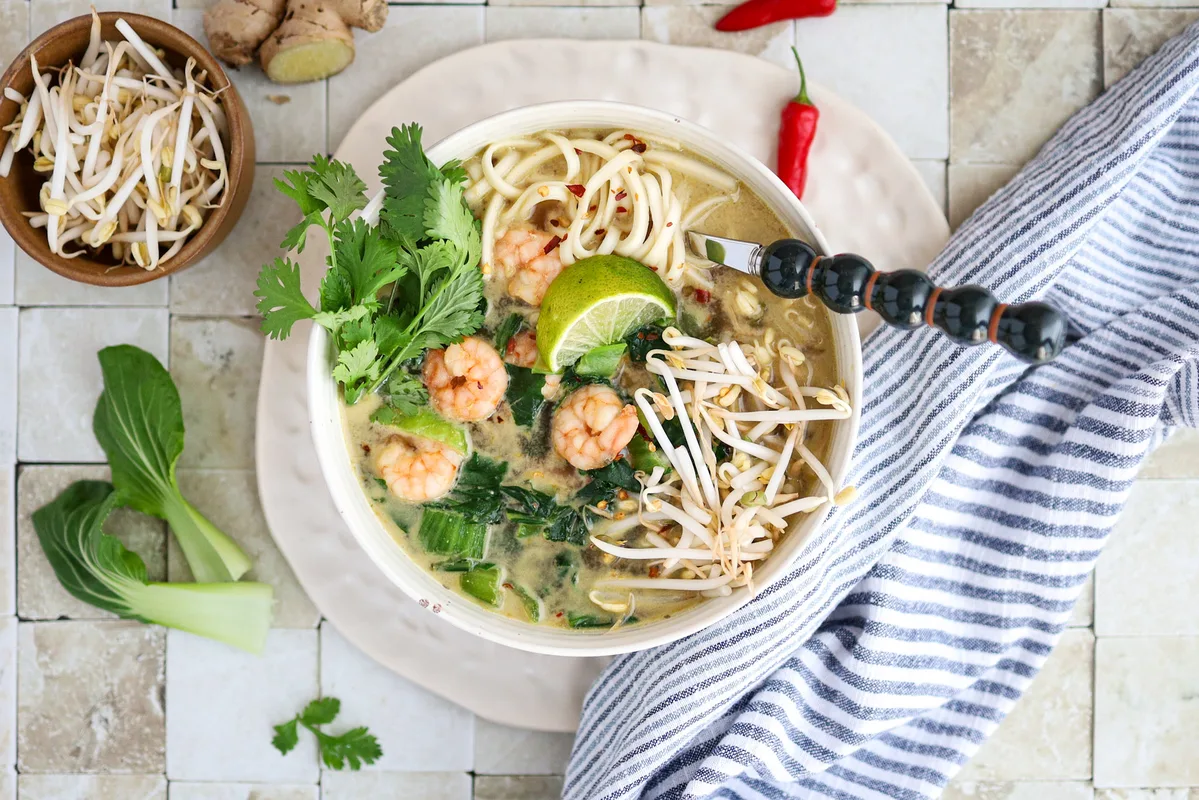 Coconut Shrimp Ramen Bowl with Bok Choy
