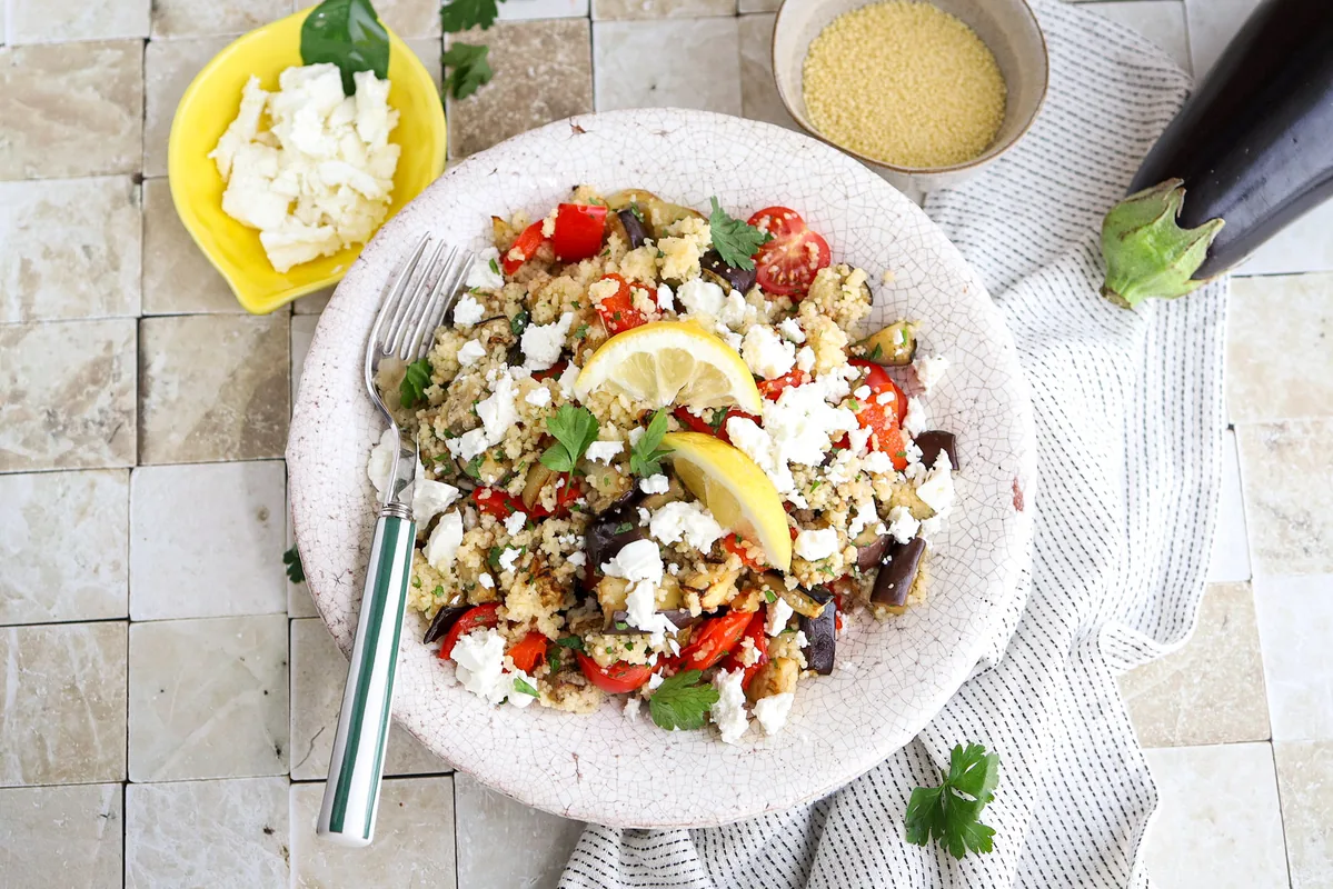 Couscous Salad with Roasted Vegetables & Feta