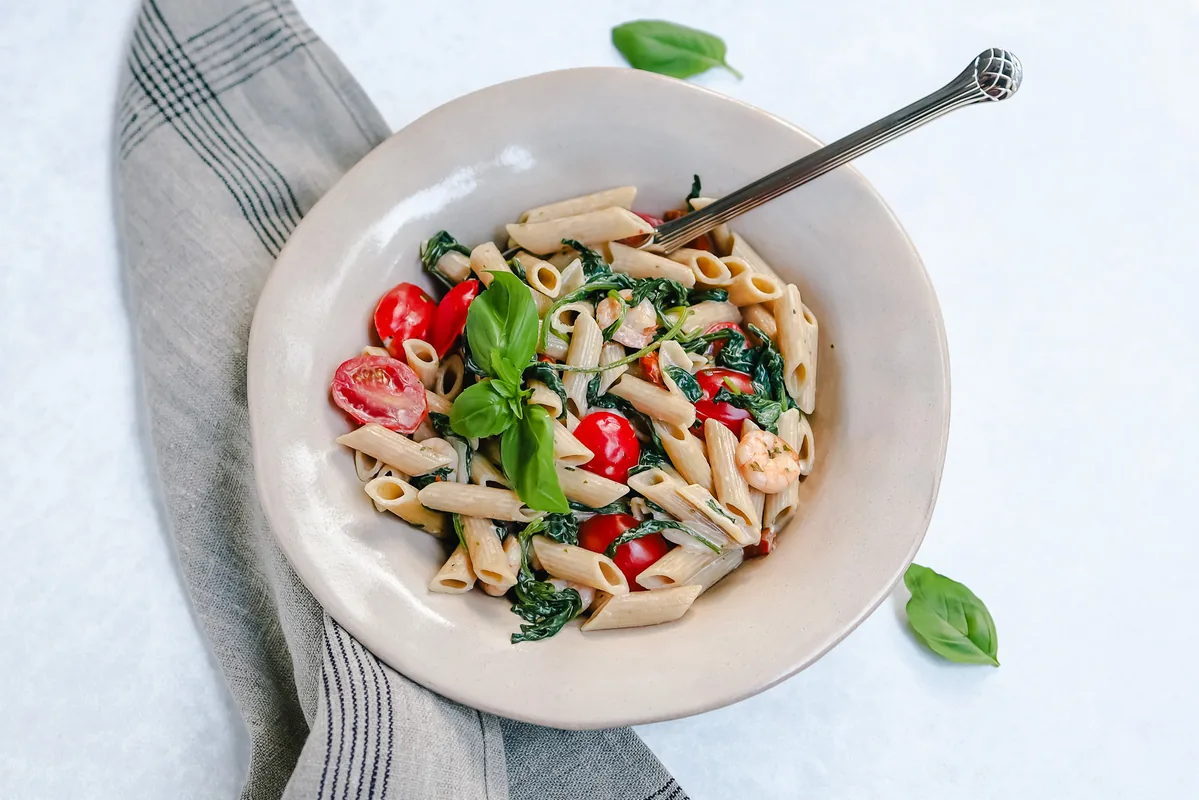 Creamy Penne with Shrimp & Spinach