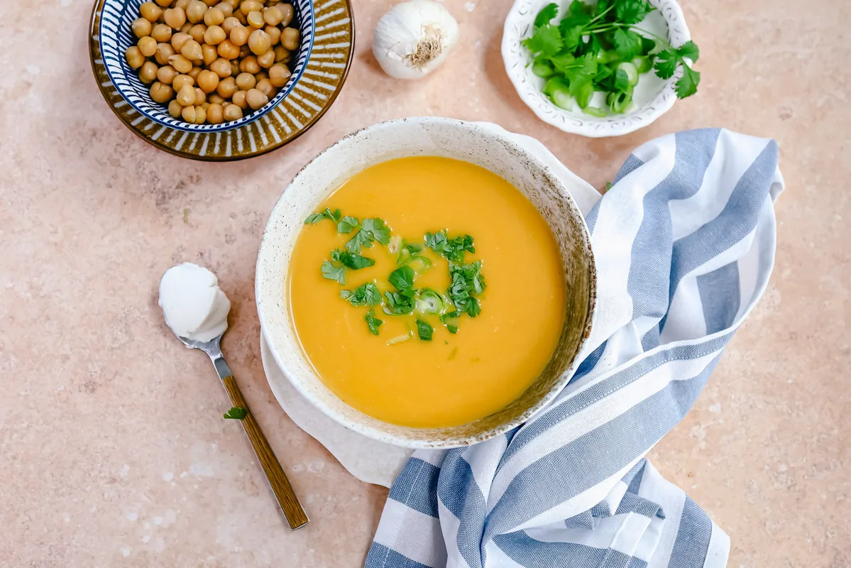 Creamy Pumpkin Soup with Coconut Milk & Scallion