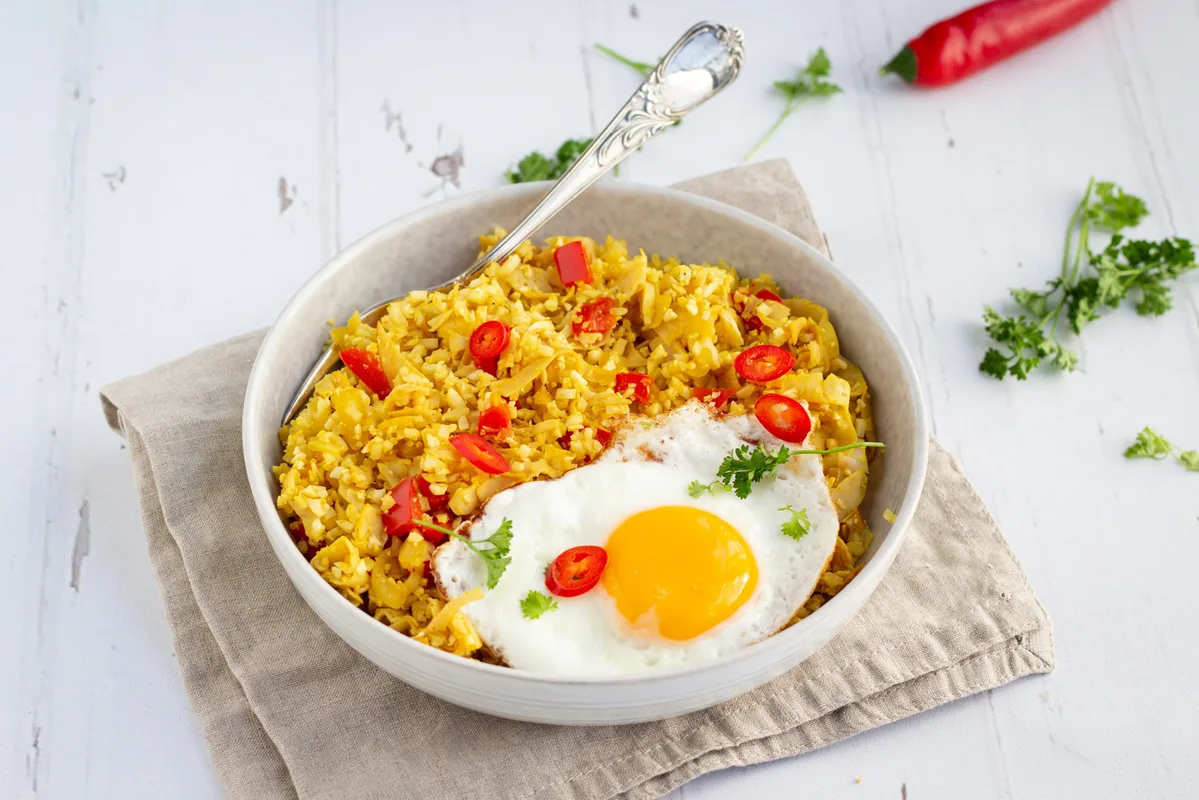 Fried Cauliflower Rice with Turkey