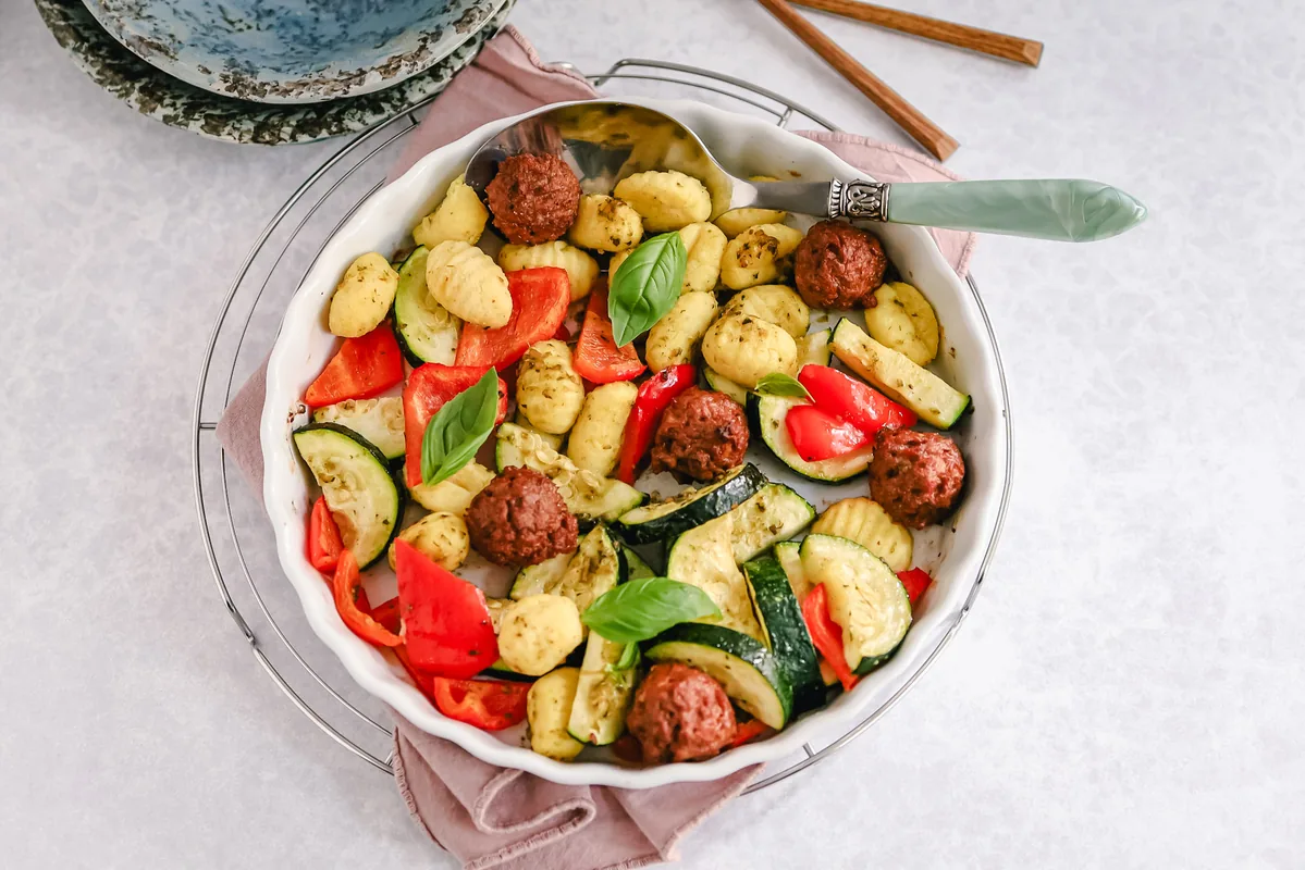 Gnocchi Traybake with Falafel