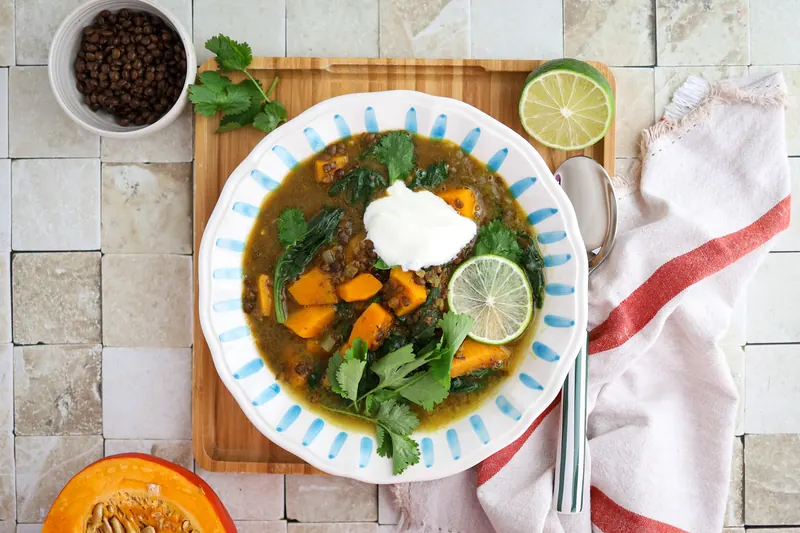 Indian Lentil Soup with Spinach