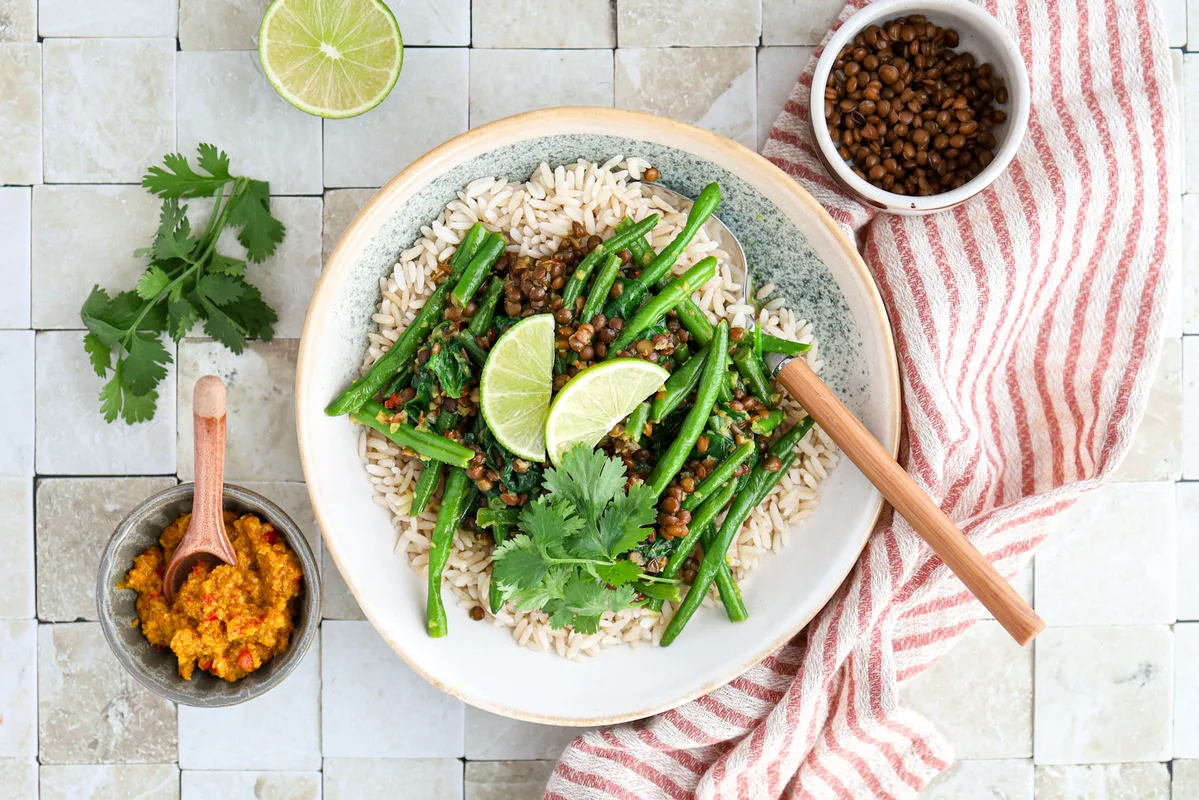 Lentil Rendang with Green Beans & Rice