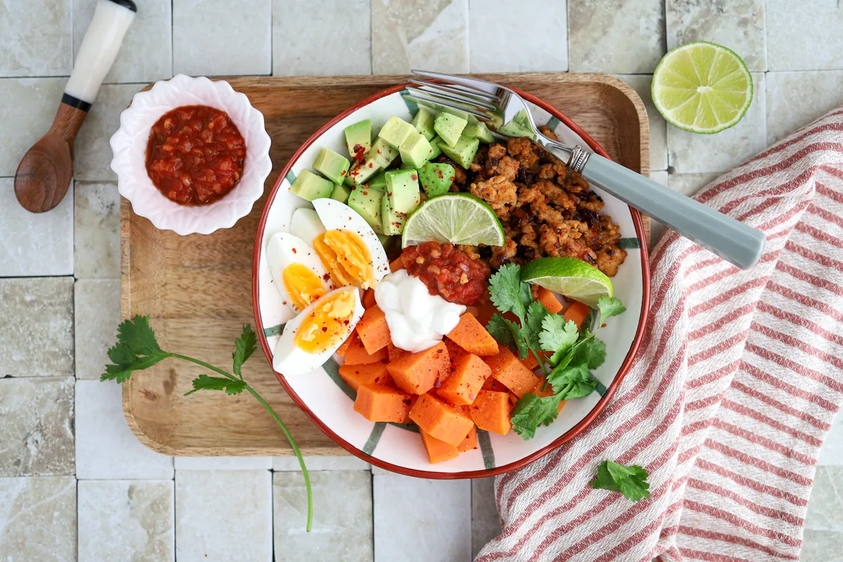 Loaded Sweet Potato Bowl with Turkey & Avocado