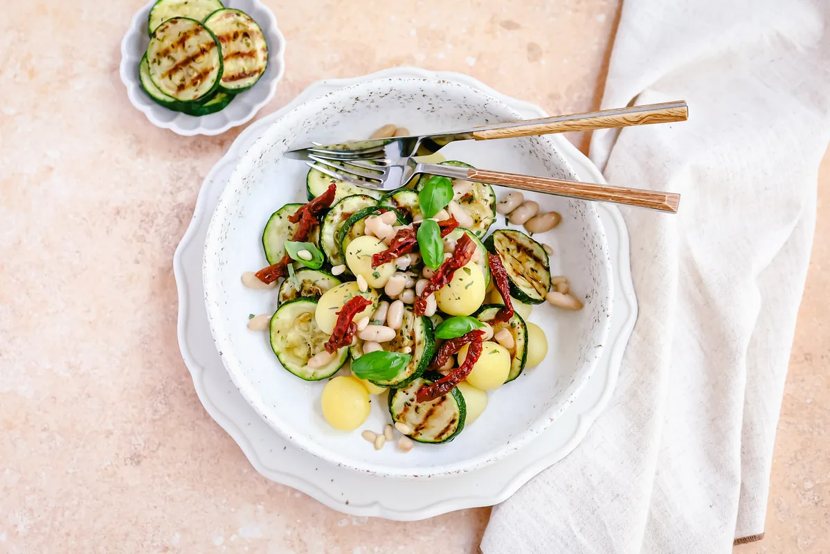 Lukewarm Salad of Baby Potatoes, Zucchini & Cannellini Beans