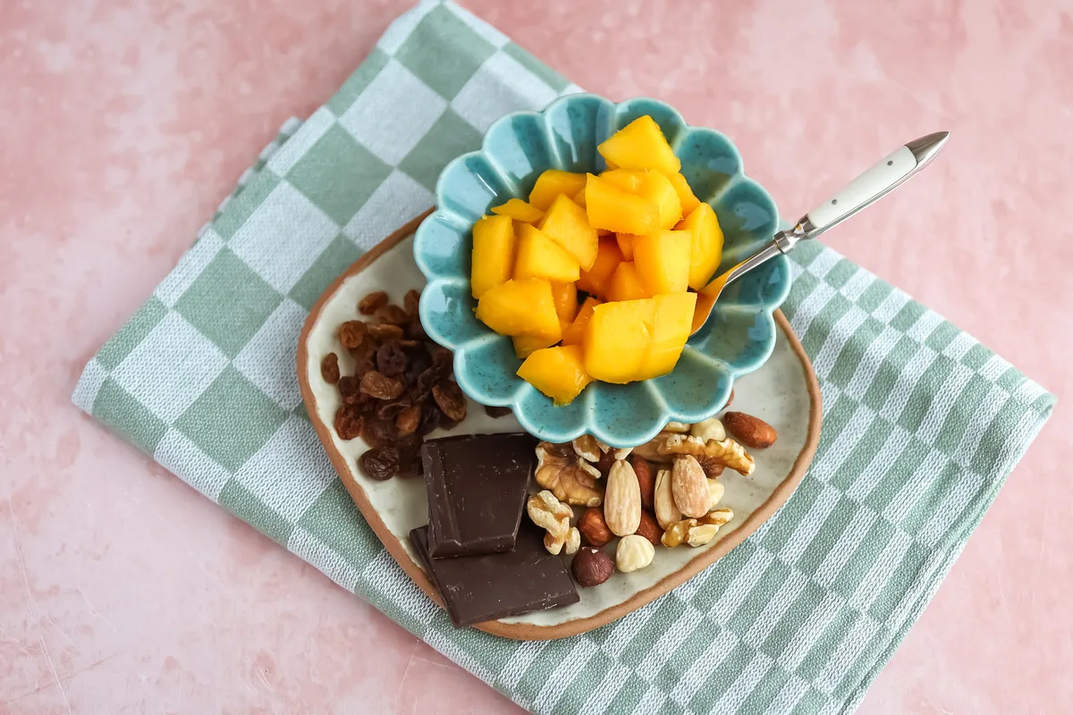 Mango with Dark Chocolate, Nuts & Raisins