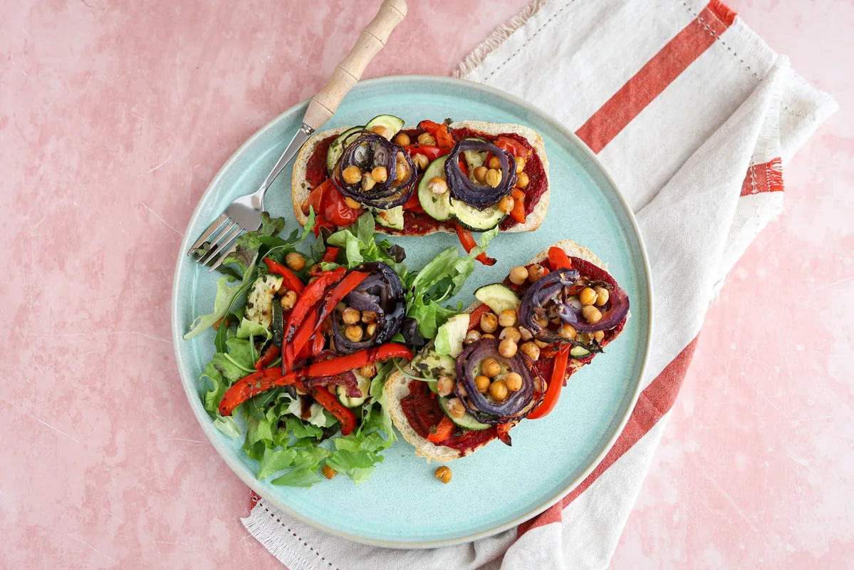 Mediterranean Roasted Veggie & Chickpea Ciabatta