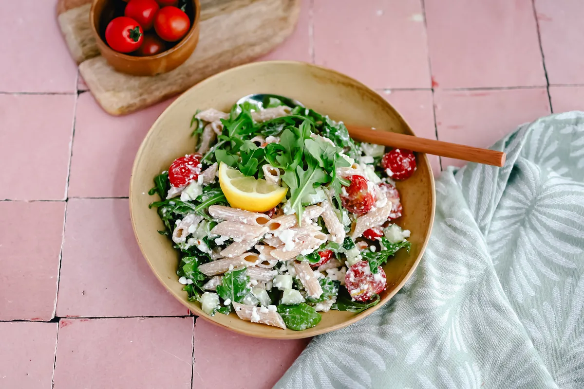 Pasta Salad with Fresh Cottage Cheese Dressing