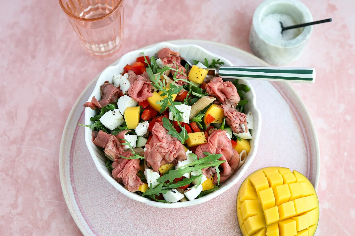 Pasta Salad with Mango & Roast Beef