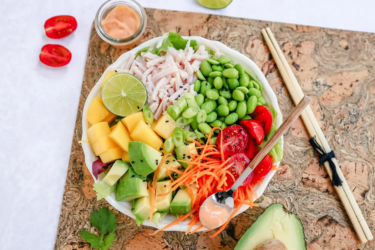 Poke Bowl with Turkey Strips & Mango