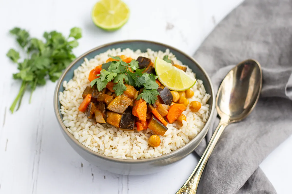 Quick Curry with Eggplant & Chickpeas