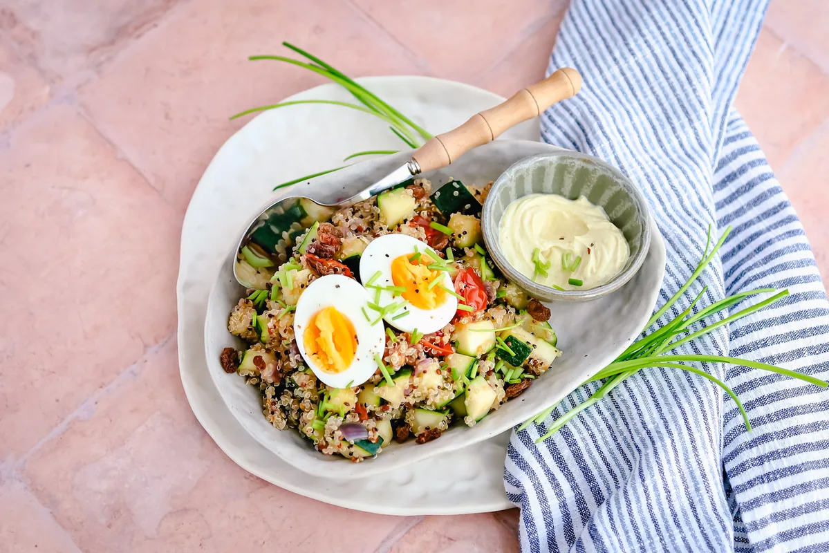 Quinoa Salad with Egg & Curry Dressing