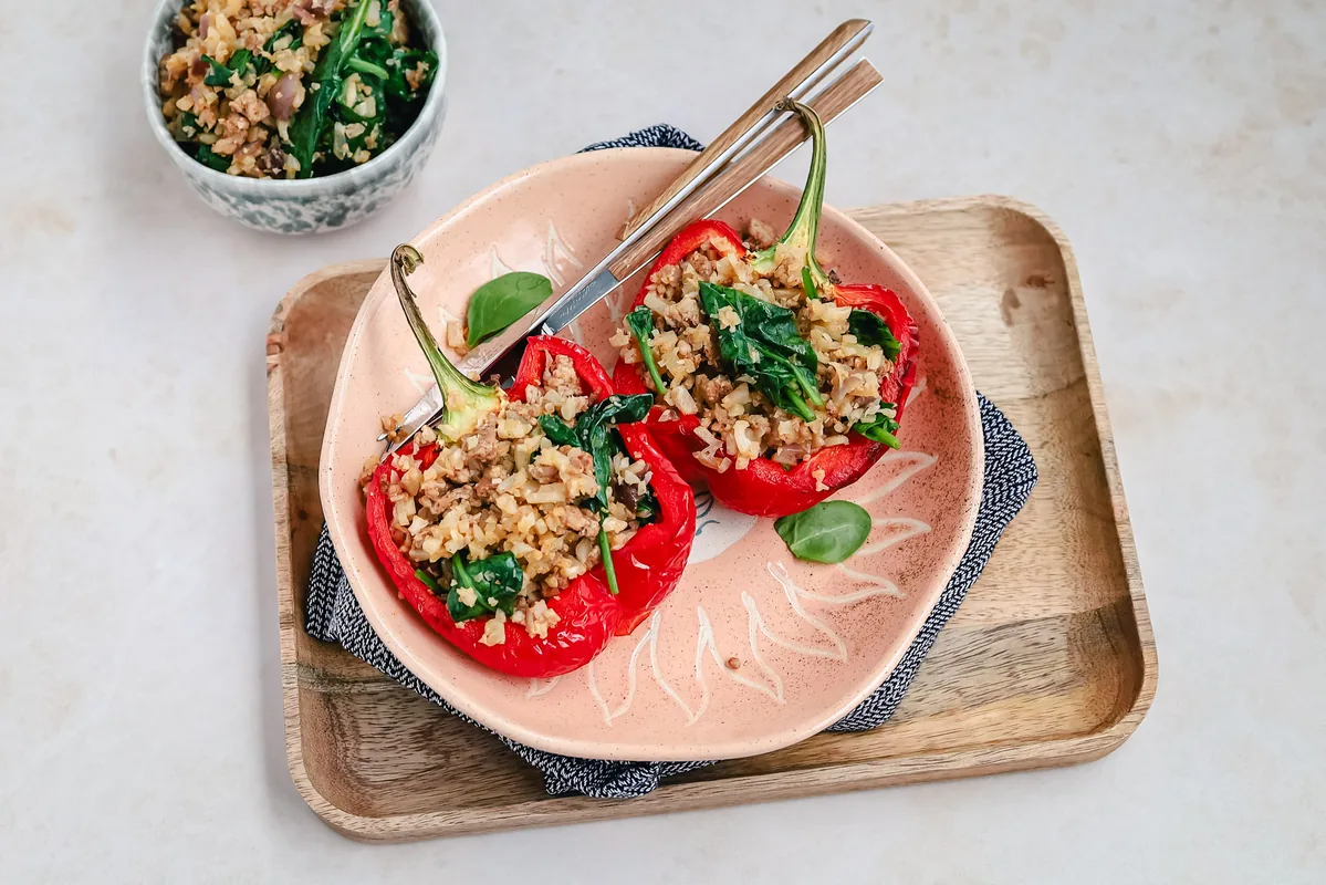 Roasted Bell Pepper with Spicy Ground Turkey