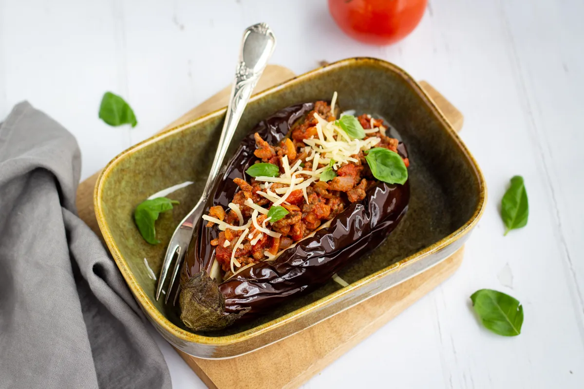 Roasted Eggplant with Ground Beef