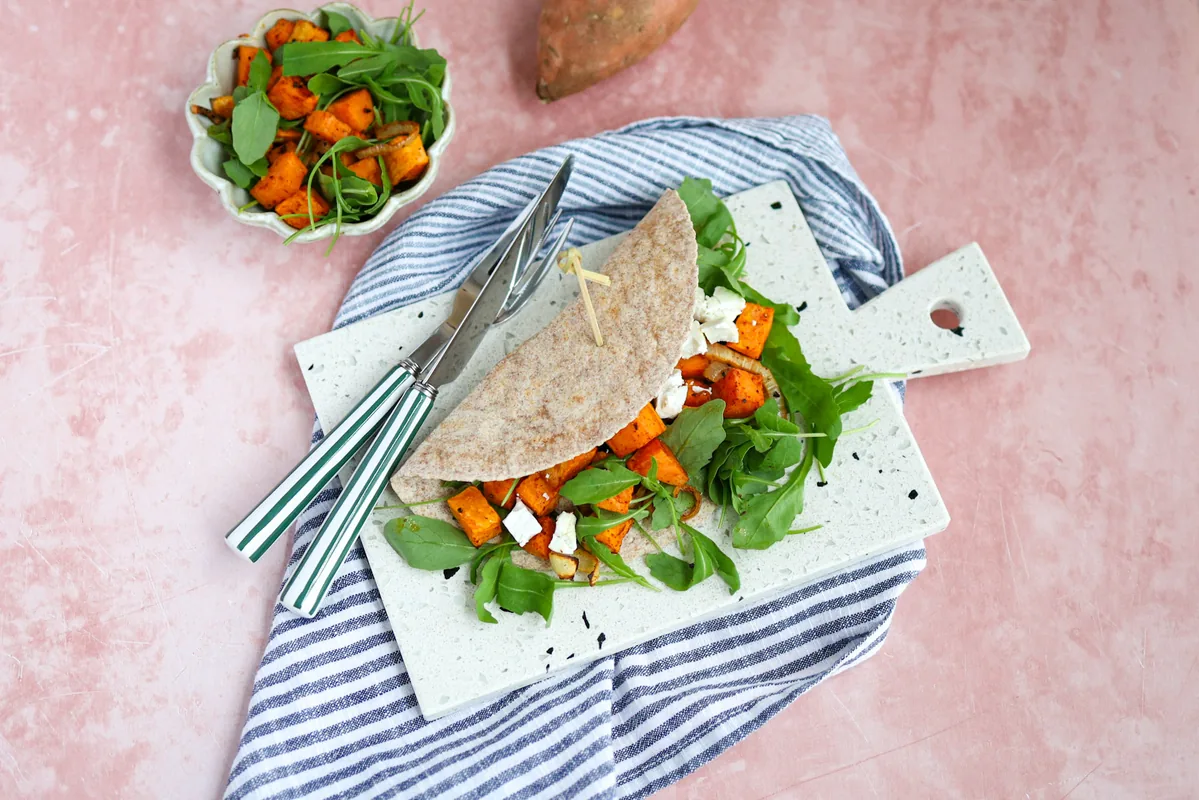 Roasted Sweet Potato & Goat Cheese Wrap