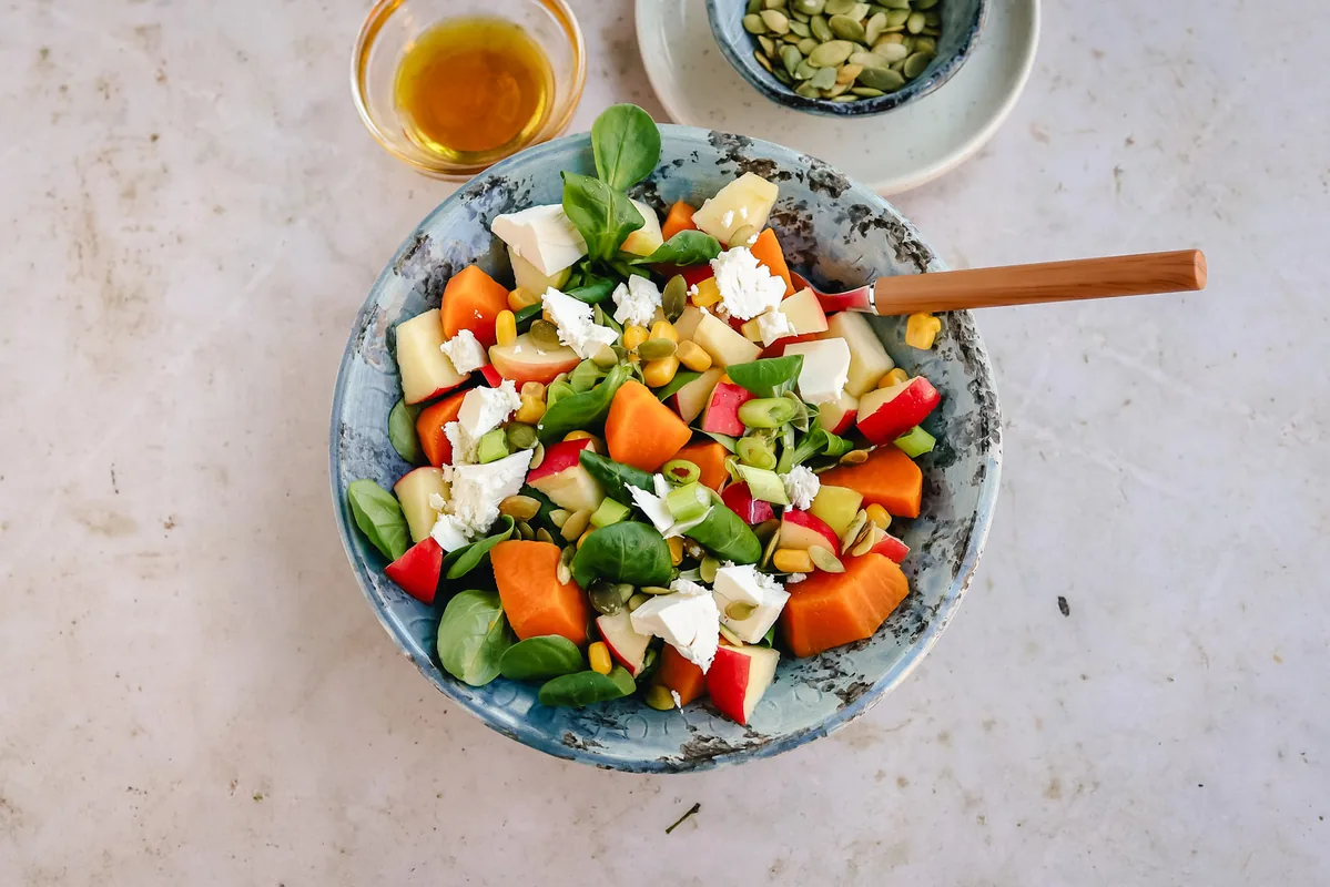 Salad with Sweet Potato, Corn & Apple