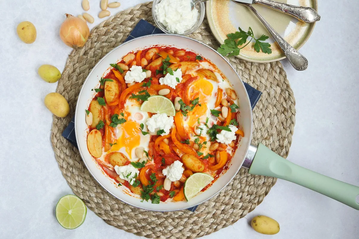 Shakshuka with Baby Potatoes & Cannellini Beans