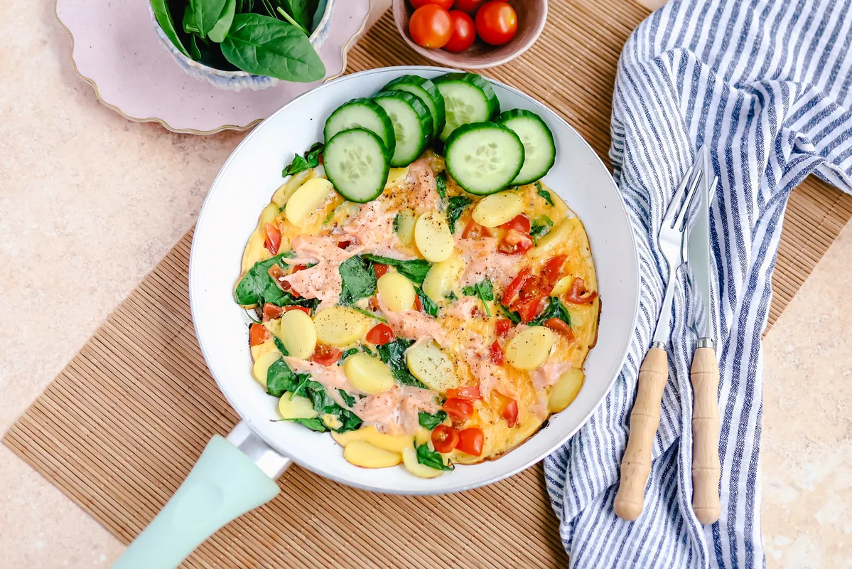 Spanish Omelet with Spinach & Salmon