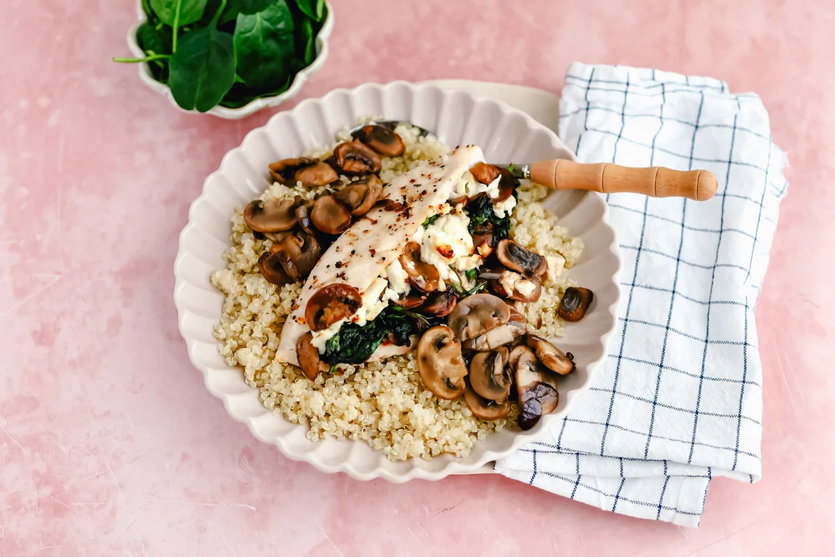 Spinach & Feta Stuffed Chicken with Quinoa