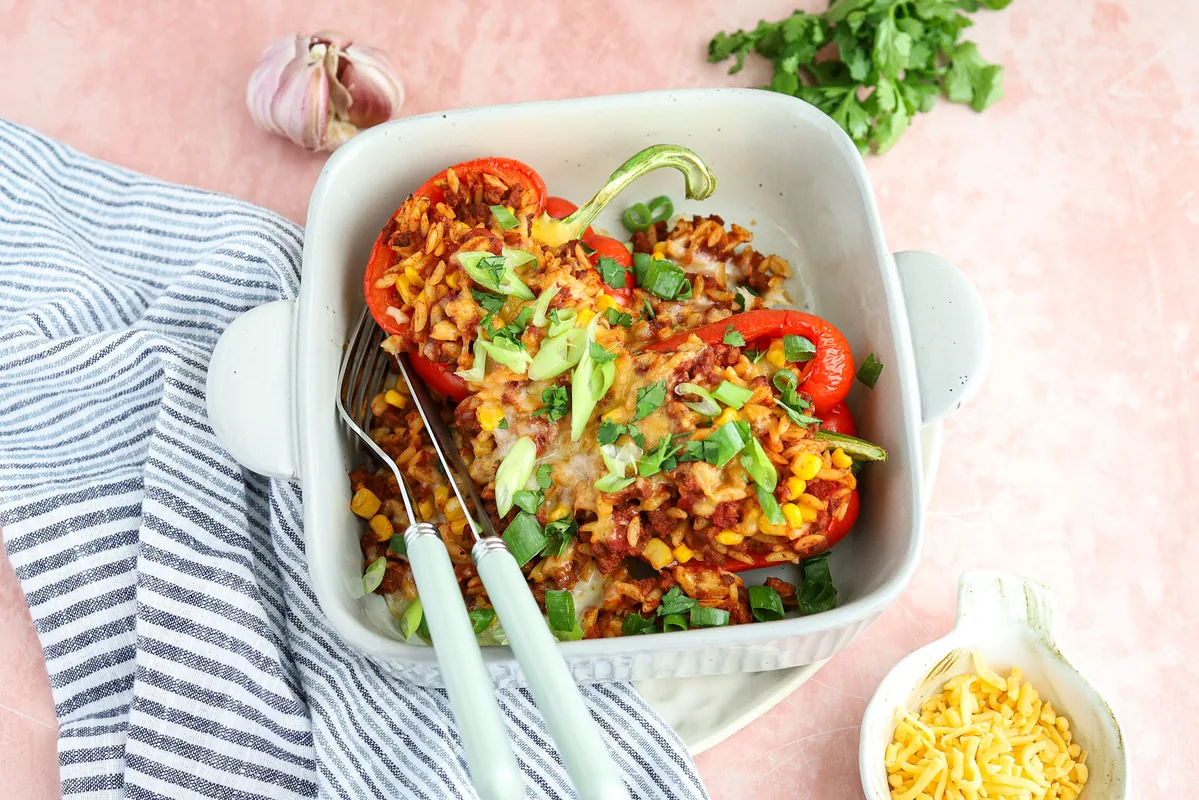 Stuffed Bell Pepper with Italian Orzo Bake