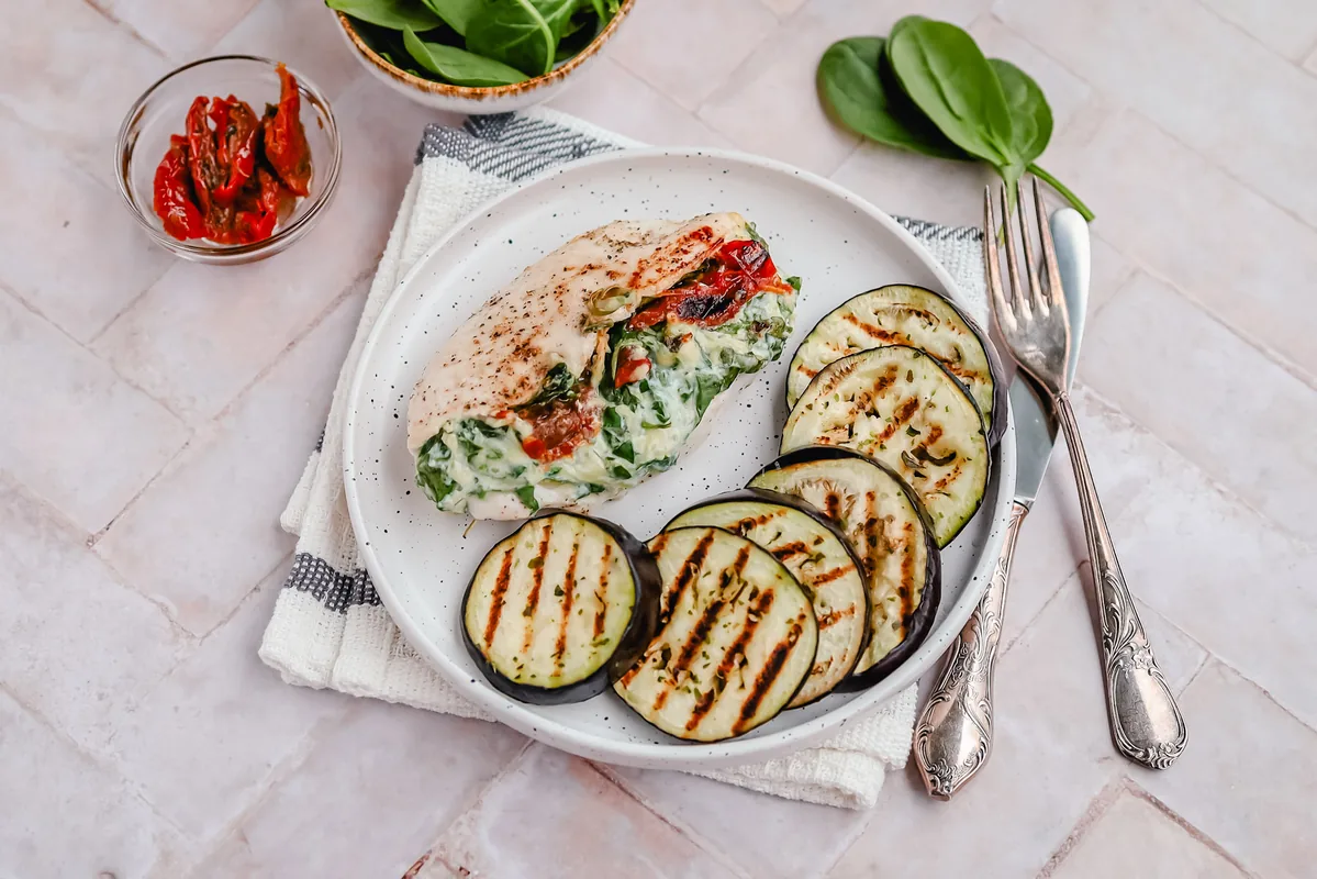 Stuffed Chicken Breast with Grilled Eggplant