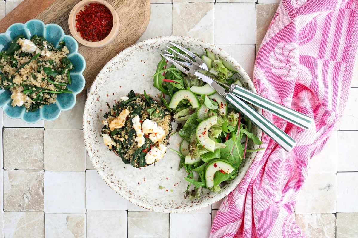 Stuffed Portobello with Spinach, Feta & Quinoa