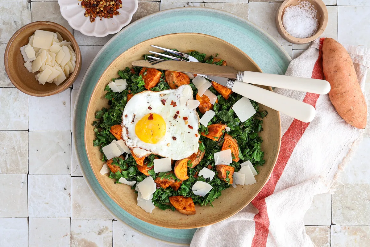Sweet Potato & Kale Skillet with Fried Egg