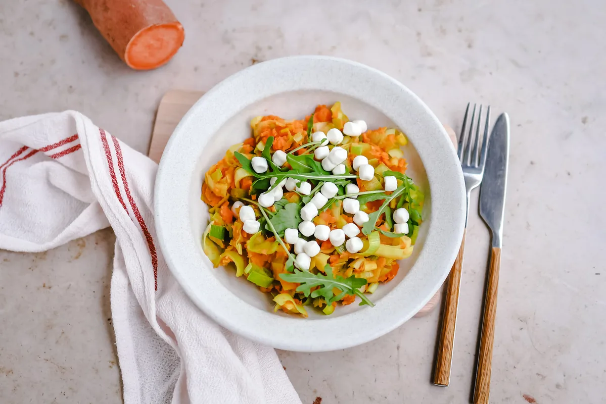 Sweet Potato-Leek Mash with Feta