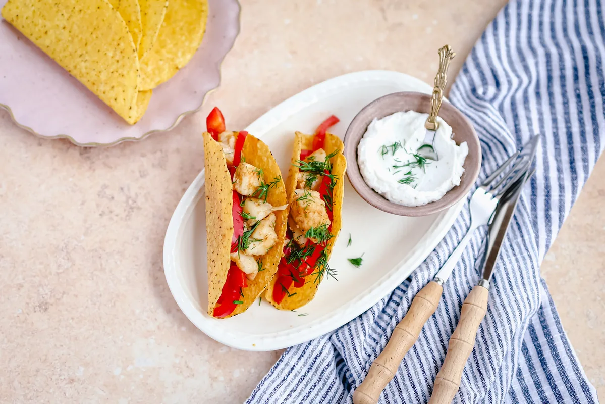 Tacos with Cod & Bell Pepper Strips