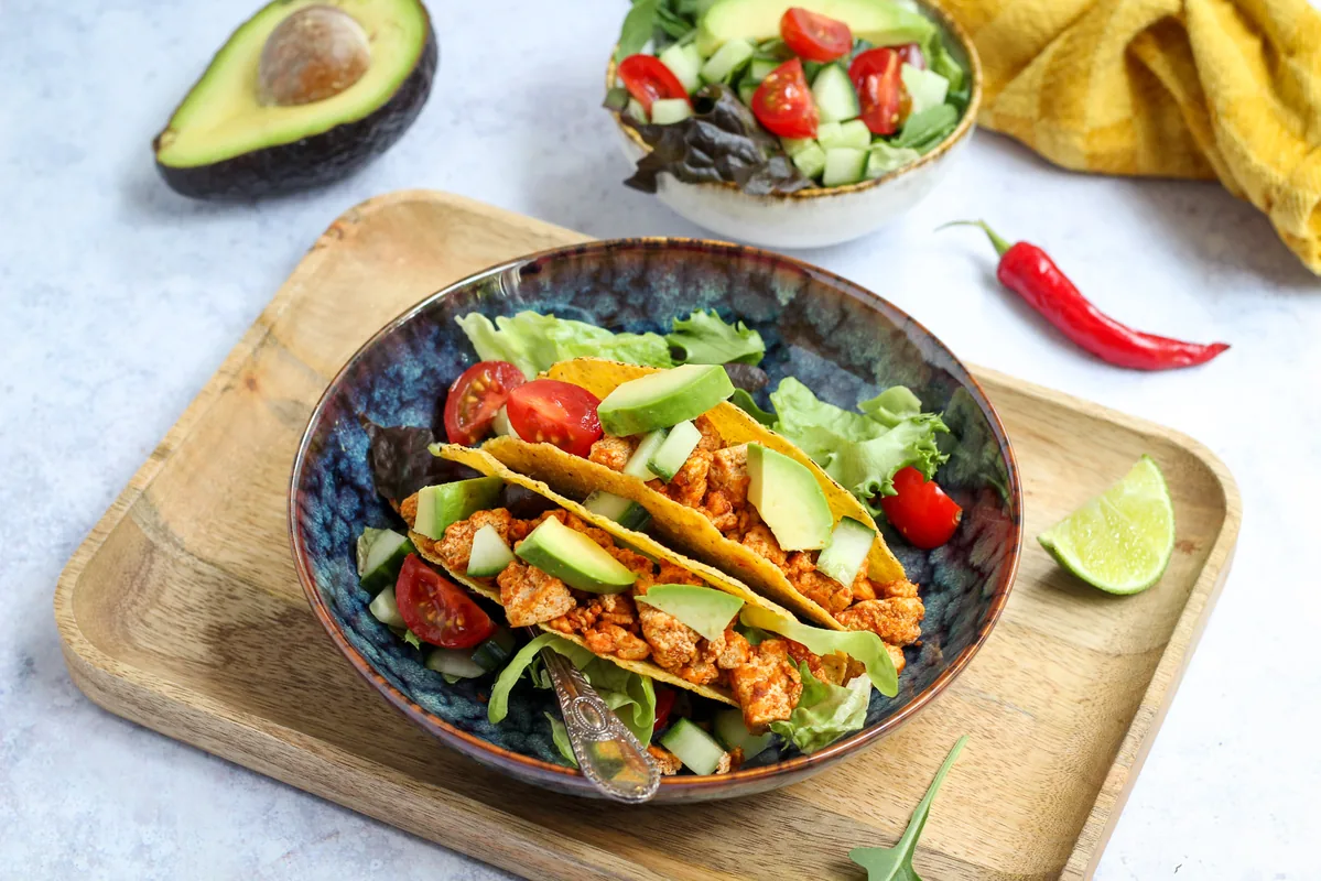 Tacos with Tofu Mince & Salad