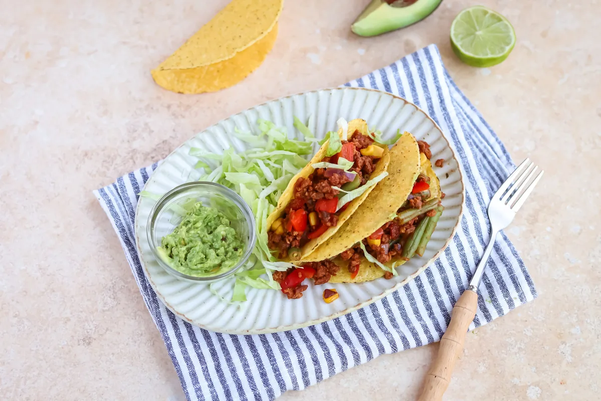 Tex-Mex Beef Tacos with Green Beans & Corn