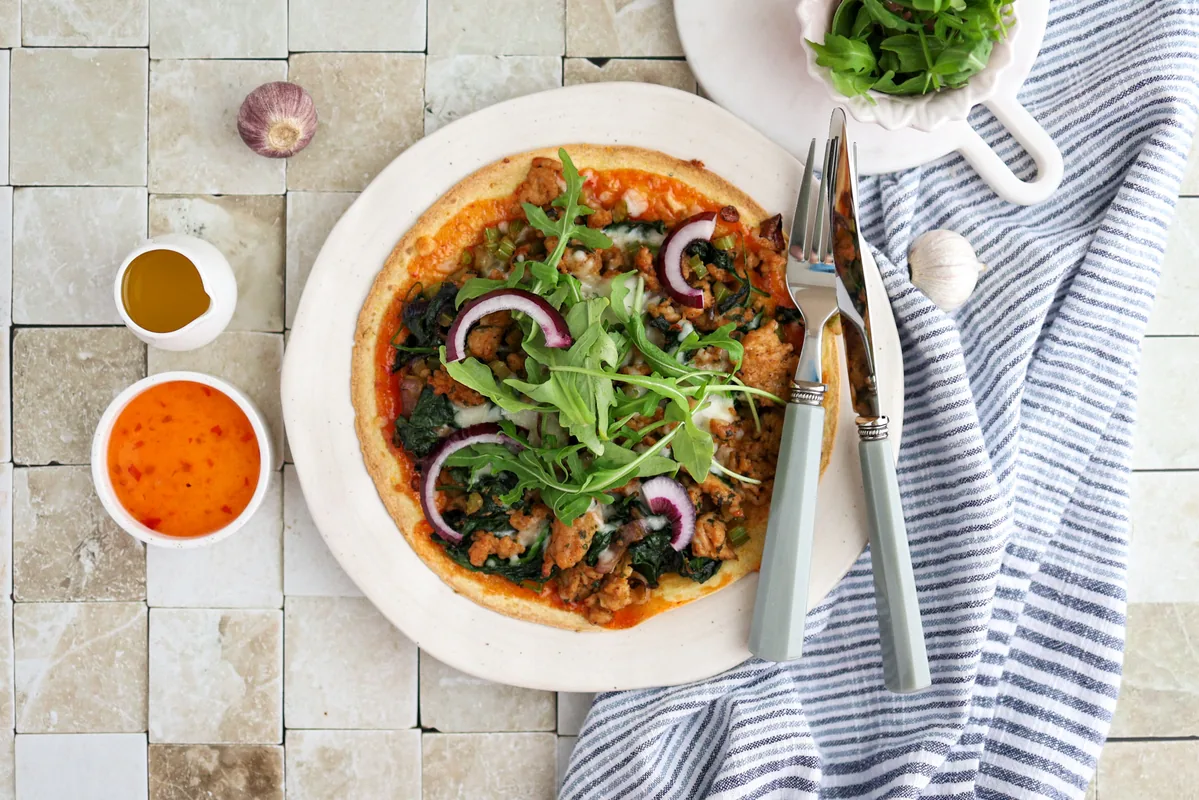 Turkey & spinach wrap pizza