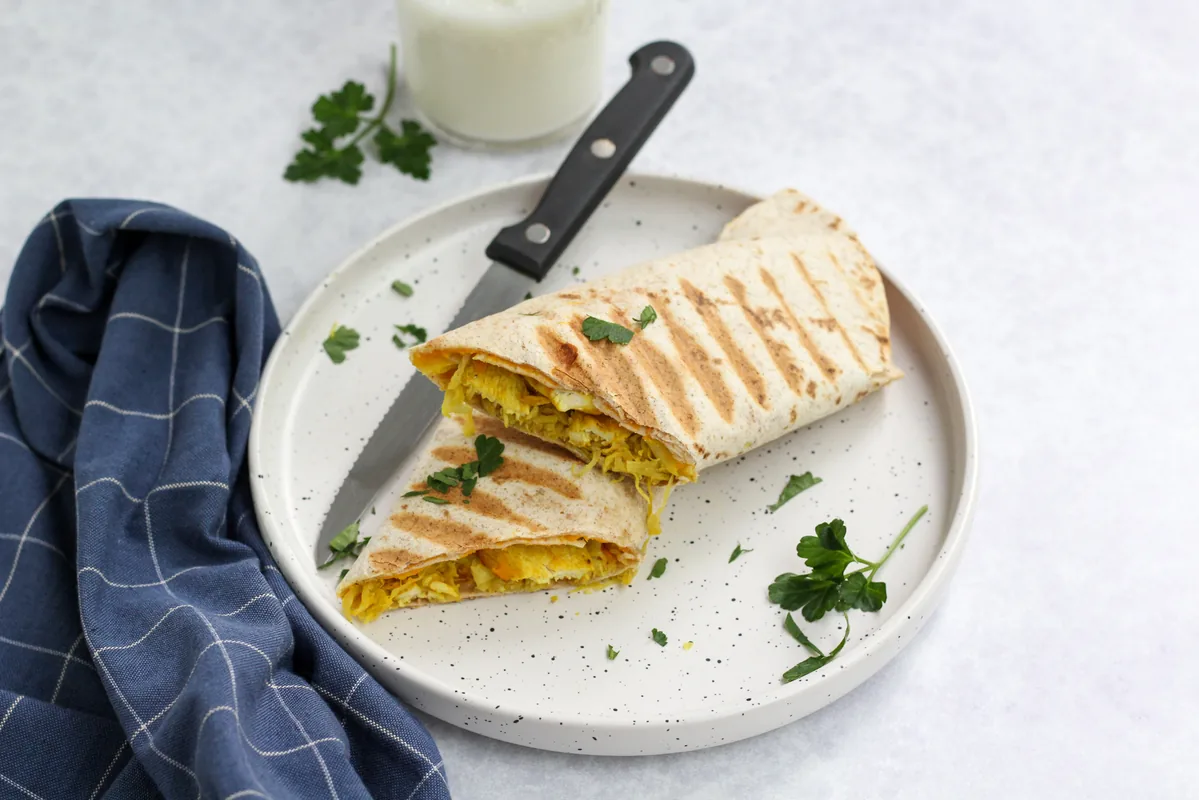 Wrap with Sweet Potato, Sauerkraut & Chicken Curry