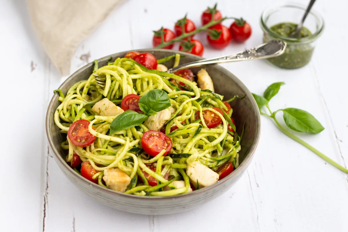 Zoodles with Chicken & Pesto